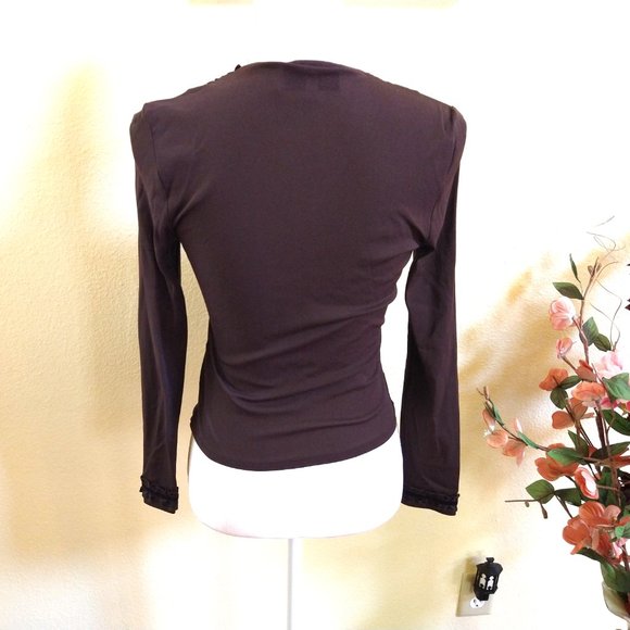 Brown Sheer Ruffle Top - Picture 9 of 13